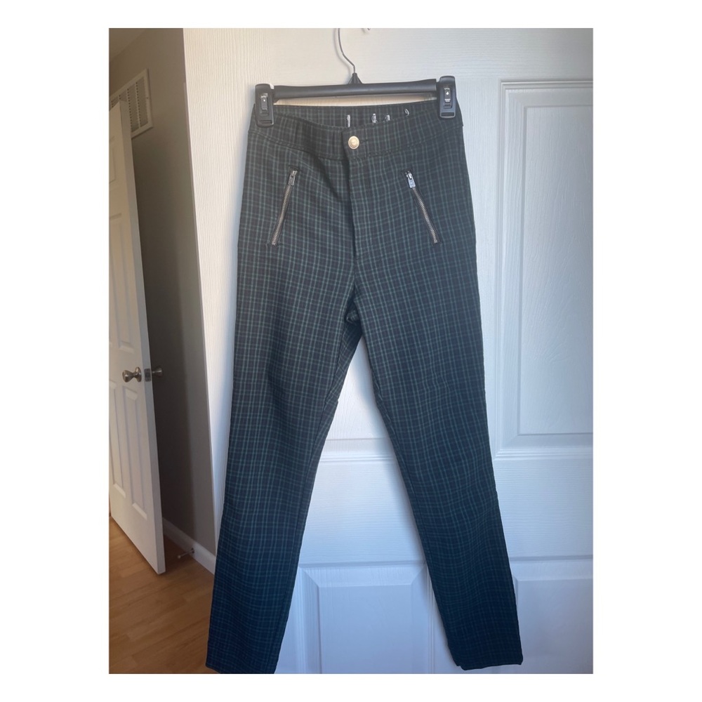Hollister Checkered Plaid Pants Navy and Green